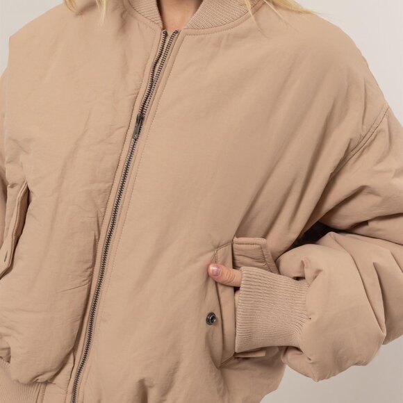 Oversized Bomber Puffer Jacket | CREAM - Picture 4 of 6